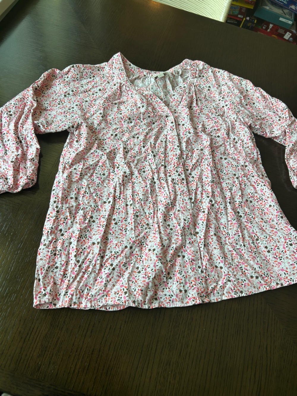 St. John's Bay Pink Floral V-Neck Blouse